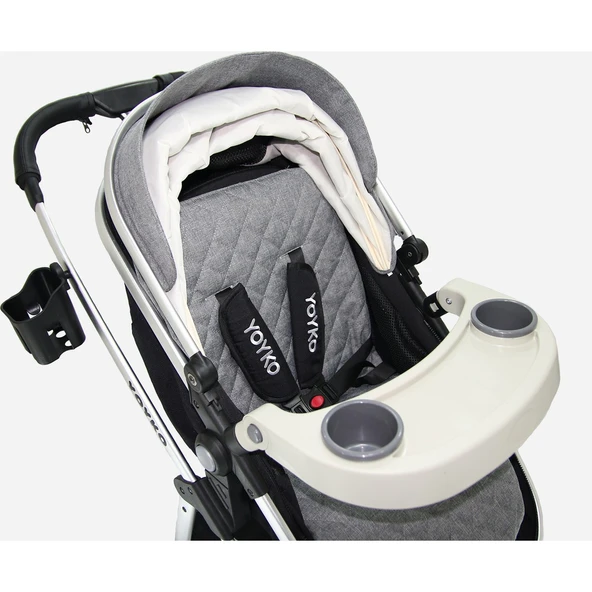 Yoyko City Gri Silver Travel Sistem Bebek Arabası - Resim 8
