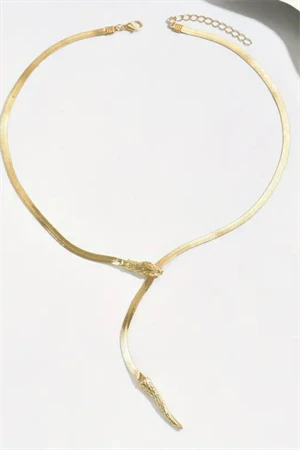 1 Adet LXALRY Kadın Y-Şekilli Hip-Hop Kolye – Ayarlanabilir Yılan Zincirli, Siyah & Altın Minimalist Tasarım, Moda Aksesuarı - 2