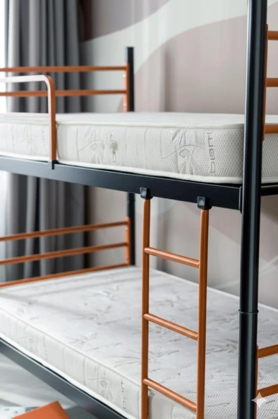 Einstein Metal Ranza + 2 Adet Bambo Yatak – 90x190 cm | Tek Kişilik Yataklı Ayrılabilir Metal Ranza - 5