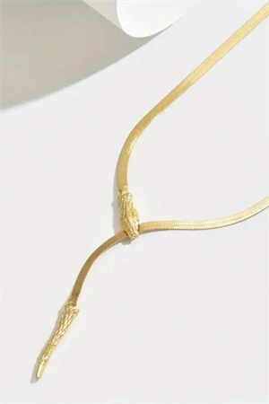 1 Adet LXALRY Kadın Y-Şekilli Hip-Hop Kolye – Ayarlanabilir Yılan Zincirli, Siyah & Altın Minimalist Tasarım, Moda Aksesuarı - 3