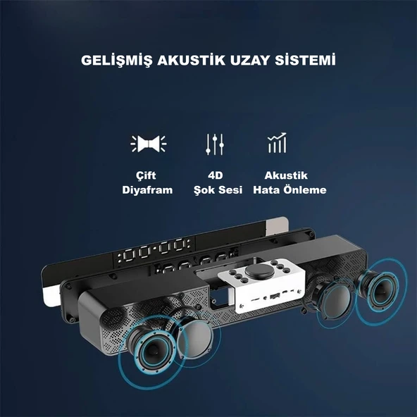 TriLine Bluetooth Hoparlör Şarjlı Yatay Ses Sistemi LED Ekran FM Çalar Saat Sıcaklık PC USB Aux Tf Kart - Resim 5