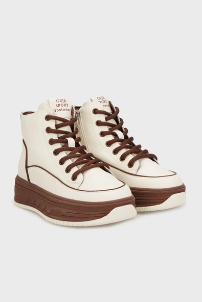 Guja 25K335 Kadın Hakiki Deri Parçalı Kısa Boyunlu Sneaker Bot - Resim 3