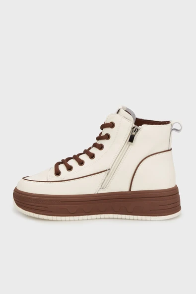 Guja 25K335 Kadın Hakiki Deri Parçalı Kısa Boyunlu Sneaker Bot - Resim 2