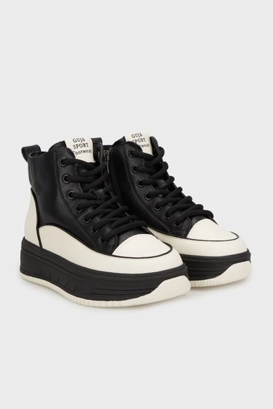 Guja 25K335 Kadın Hakiki Deri Parçalı Kısa Boyunlu Sneaker Bot - Resim 7