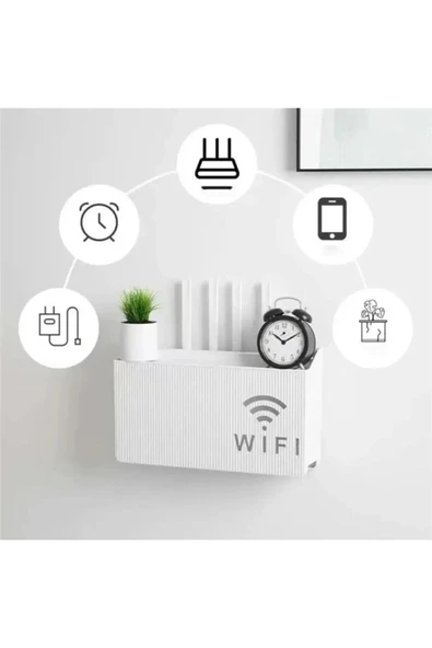 TİNEKE  Beyaz Wifi Kutusu Duvar Asılabilir Sigorta Ve Modem Saklama Kutusu 25x15x6 Cm - 3