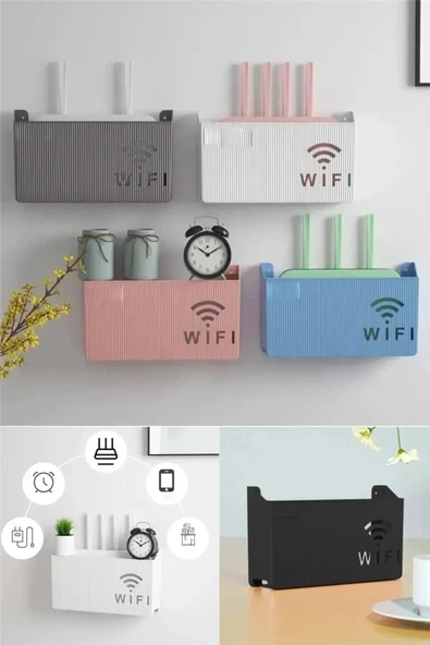 TİNEKE  Siyah  Wifi Kutusu Duvar Asılabilir Sigorta Ve Modem Saklama Kutusu 25x15x6 Cm