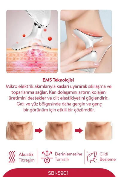 Sinbo SBI-5901 Yüz ve Boyun Bölgesi Sıkılaştırıcı - Kırmızı - 5