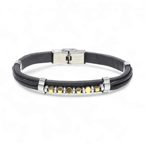 Sarı Renk Hematit Taşlı Deri Bileklik 31831G6D2M ürün görseli 1