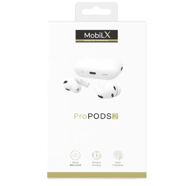 MobiLX PRO 2 Kablosuz Bluetooth Kulaklık – AirPods Pro 2 Görünümlü, Premium Stereo Ses, HD Mikrofon, HiFi, ANC, Kılıf Hediyeli - 2