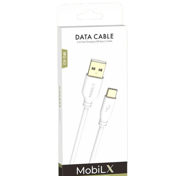 MobiLX MU-03 3.4A Bakır Uç Silikon USB to Type-C Şarj ve Data Kablosu (1m) - 2