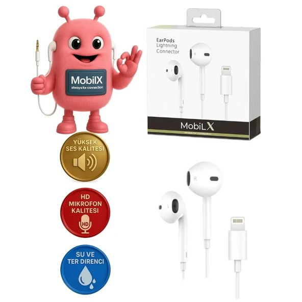 MobiLX iPhone Lightning Kablolu Kulaklık – Orijinal Ses, Mikrofonlu, Tak-Çalıştır - 1