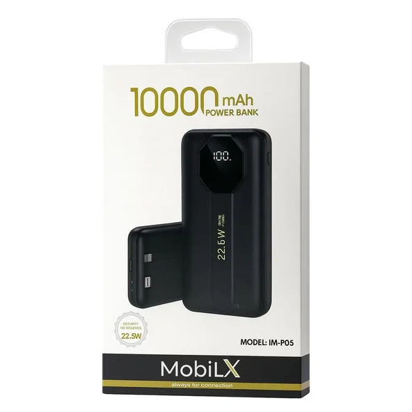 Mobilx 10000 mAh 22.5W Hızlı Şarj Powerbank (Siyah/Beyaz) - 1