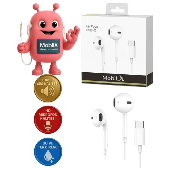MobiLX iPhone 15/16 Type-C Kablolu Kulaklık – Orijinal Ses, Mikrofonlu, Tak-Çalıştır - 1