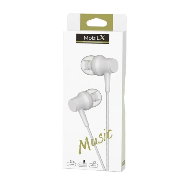 MobiLX ME-03 Beyaz Kablolu Kulak İçi Kulaklık – Aux Girişli, Extra Bass, Tüm Telefon ve Cihazlarla Uyumlu - 2