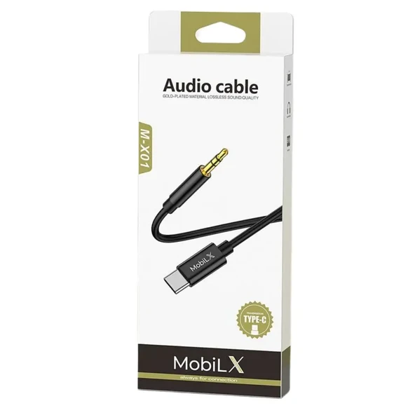 MobiLX Type-C to 3.5mm AUX Ses Kablosu – 1m, Stereo Destekli, Dayanıklı Örgülü Kablo - 2