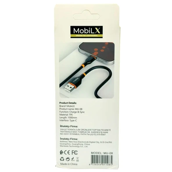 MobiLX 3.1A Silikon USB to Type-C Hızlı Şarj ve Data Kablosu (1m) - 3