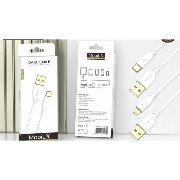 MobiLX MU-03 3.4A Bakır Uç Silikon USB to Type-C Şarj ve Data Kablosu (1m) - 5