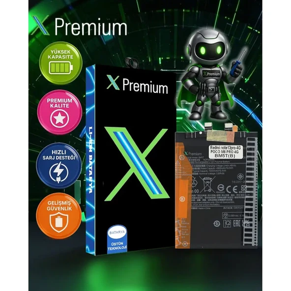 Xpremium Xiaomi Redmi Note 13 Pro (BM5T) Batarya – 5000 mAh Süper Yüksek Kapasiteli Güçlendirilmiş Pil - 1