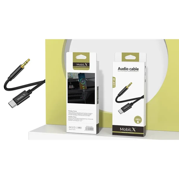MobiLX Type-C to 3.5mm AUX Ses Kablosu – 1m, Stereo Destekli, Dayanıklı Örgülü Kablo - 5