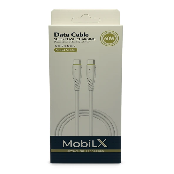 MobiLX 60W Type-C to Type-C Hızlı Şarj Kablosu – Örgülü Yapı | Model: MU-09 - 2