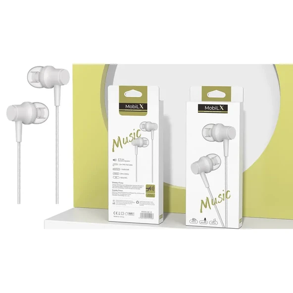 MobiLX ME-03 Beyaz Kablolu Kulak İçi Kulaklık – Aux Girişli, Extra Bass, Tüm Telefon ve Cihazlarla Uyumlu - 5