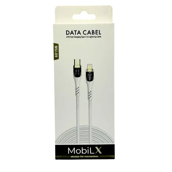MobiLX MU-09 27W Örgülü Işıklı Type-C to Lightning Hızlı Şarj ve Data Kablosu (1m) - 2