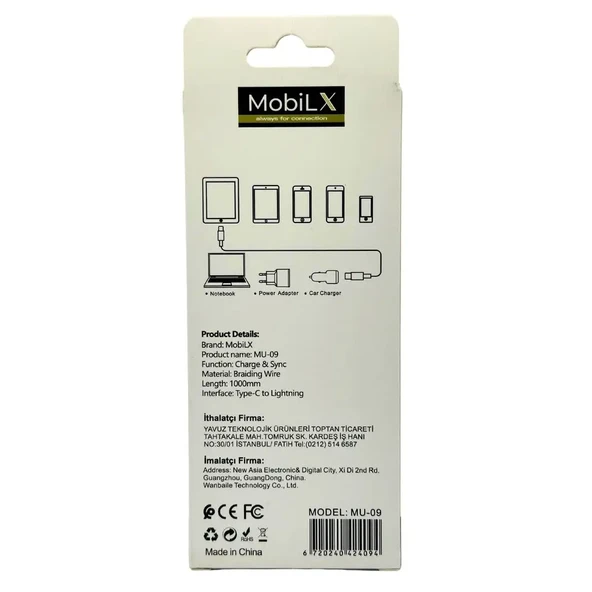 MobiLX MU-09 27W Örgülü Işıklı Type-C to Lightning Hızlı Şarj ve Data Kablosu (1m) - 3