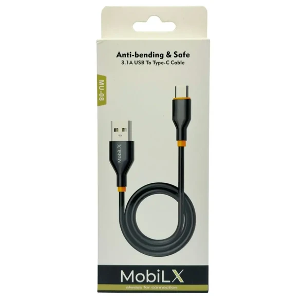MobiLX 3.1A Silikon USB to Type-C Hızlı Şarj ve Data Kablosu (1m) - 2