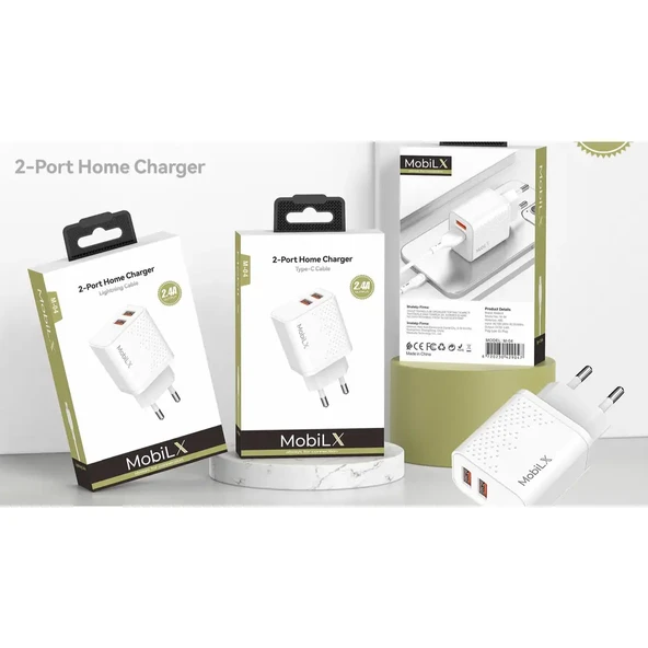 MobiLX 2.4A iPhone 8–14 Pro Max Uyumlu Hızlı Şarj Adaptörü + Lightning Kablo - 5