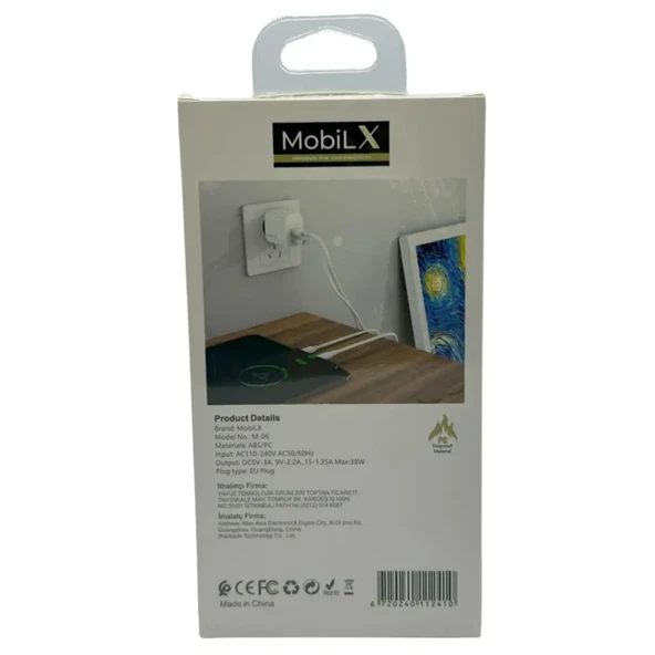 MobiLX 38W Hızlı Şarj Başlığı – PD20W + QC18W | Model: M-06 - 4
