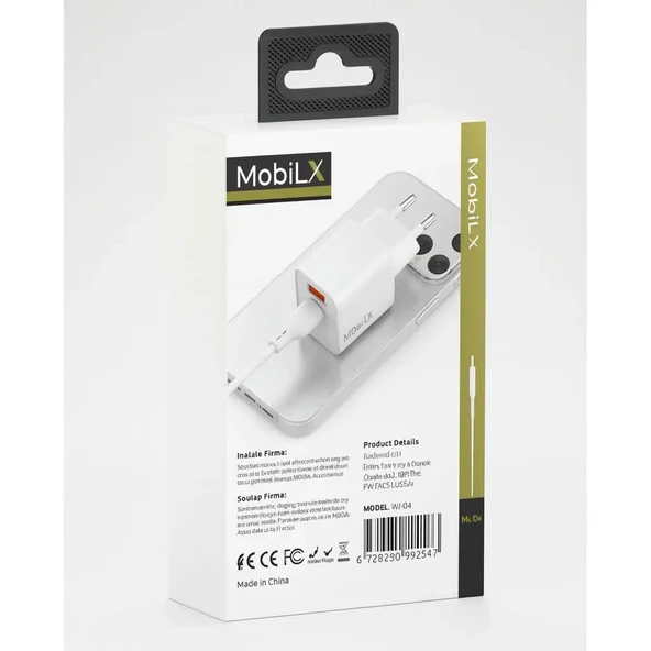 MobiLX 2.4A iPhone 8–14 Pro Max Uyumlu Hızlı Şarj Adaptörü + Lightning Kablo - 3