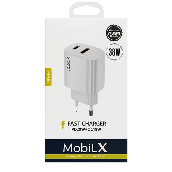 MobiLX 38W Hızlı Şarj Başlığı – PD20W + QC18W Çift Çıkışlı - 3