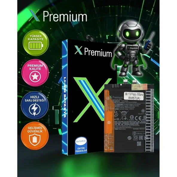 Xpremium Xiaomi Mi 13T (BM5T) Batarya – 5000 mAh Süper Yüksek Kapasiteli Güçlendirilmiş Pil - 1