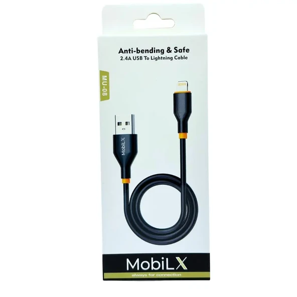 MobiLX MU-08 2.4A Silikon USB to Lightning Hızlı Şarj ve Data Kablosu (1m) - 2