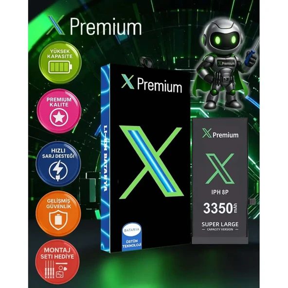 Xpremium iPhone 8 Plus Batarya Pil Süper Yüksek Kapasiteli Güçlendirilmiş 3350 mAh - 1