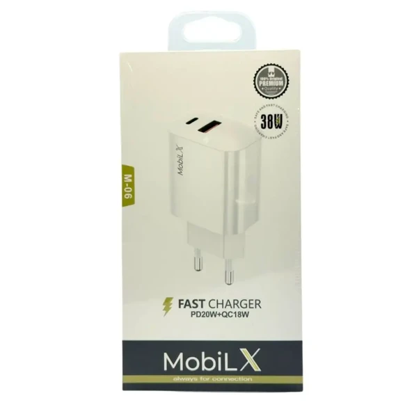MobiLX 38W Hızlı Şarj Başlığı – PD20W + QC18W | Model: M-06 - 3