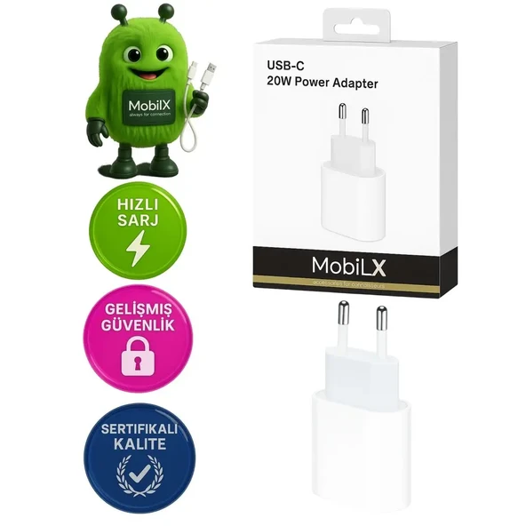 MobiLX 20W Type-C Hızlı Şarj Adaptörü | iPhone, Samsung, Xiaomi, Oppo, Huawei, Realme, Reeder Uyumlu - 1