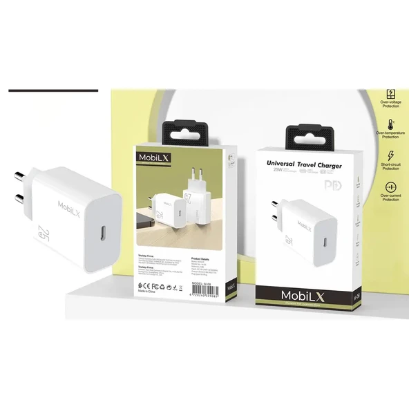 MobiLX M-08 25W Type-C Hızlı Şarj Adaptörü | Samsung, iPhone, Xiaomi, Oppo, Huawei, Reeder Uyumlu - 5