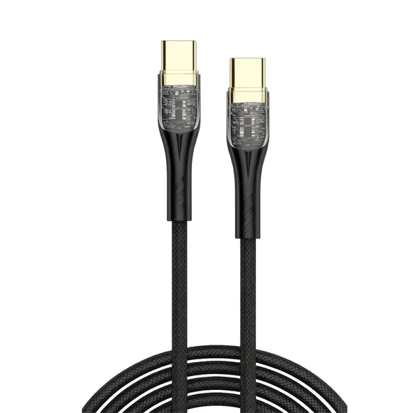 Samsung Xiaomi Oppo Reeder Huawei Uyumlu 60W Örgülü Işıklı Type C To Type C Hızlı Şarj ve Data Kablosu MU-09 - 4