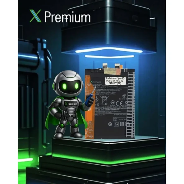 Xpremium Xiaomi Redmi Note 13 Pro (BM5T) Batarya – 5000 mAh Süper Yüksek Kapasiteli Güçlendirilmiş Pil - 2