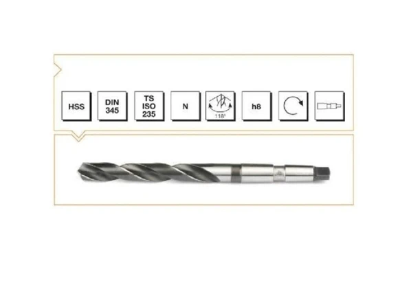 Makina Takım HSS DIN 345 RN Mors Konik Saplı Matkap Ucu 26.5 mm-MTE B00004002650 ürün görseli