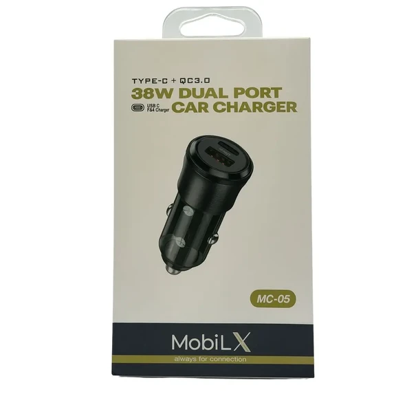 MobiLX 38W Araç Şarj Cihazı – Çift USB Çıkışlı | Type-C + QC 3.0 | Model: MC-05 - 2