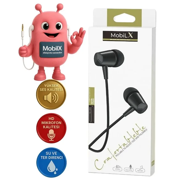 MobiLX ME-03 Beyaz Kablolu Kulak İçi Kulaklık – Aux Girişli, Extra Bass, Tüm Telefon ve Cihazlarla Uyumlu - 1