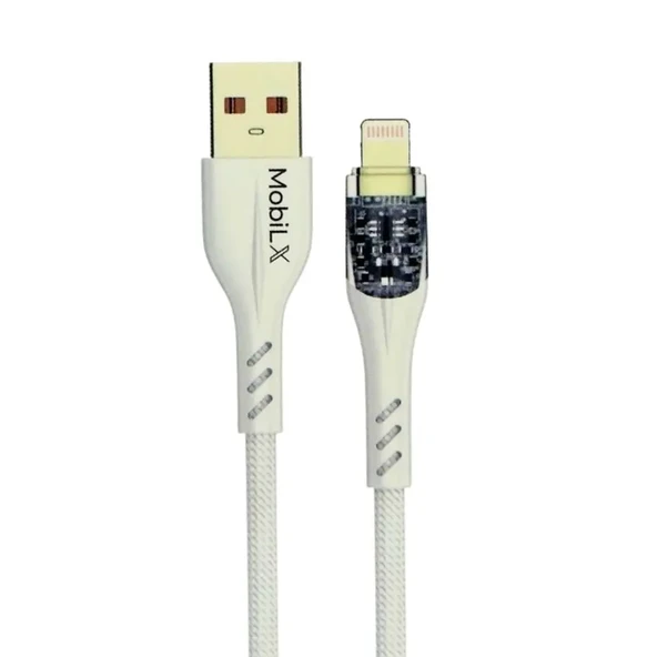 MobiLX MU-09 3.4A Örgülü Işıklı USB to Lightning Hızlı Şarj ve Data Kablosu (1m) - 4