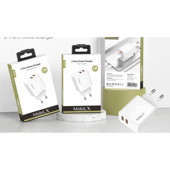 MobiLX M-04 2xUSB 2.4A Çift Çıkışlı Şarj Adaptörü | Samsung, Xiaomi, Oppo Uyumlu - 5
