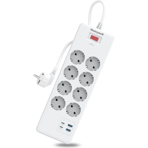 Honeywell 8'li Akım Korumalı Priz 2x Type-C + 2x USB-A HC000037 20W PD ürün görseli 1