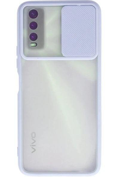 TNR Vivo Y11S Kılıf Palm Buzlu Kamera Sürgülü Silikon - Lila
