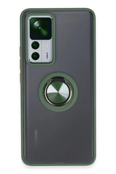 TNR Xiaomi Mi 12T Pro Kılıf Montreal Yüzüklü Silikon Kapak - Yeşil