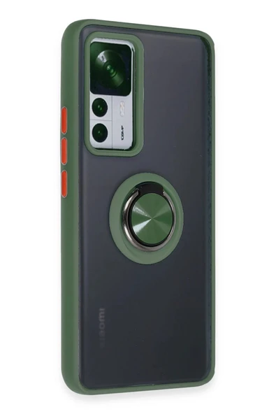 TNR Xiaomi Mi 12T Pro Kılıf Montreal Yüzüklü Silikon Kapak - Yeşil - 2