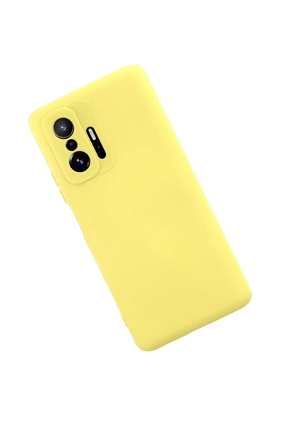 TNR Xiaomi Mi 11T Pro Kılıf Nano içi Kadife Silikon - Sarı - 2